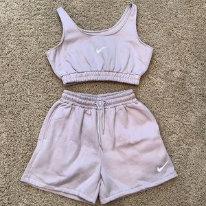 Set of two, crop top tank top and shorts.